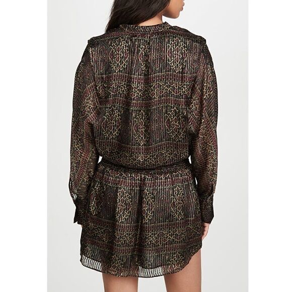 FRAME Party Paisley Metallic Silk Long Sleeve Minidress Large - Picture 5 of 16